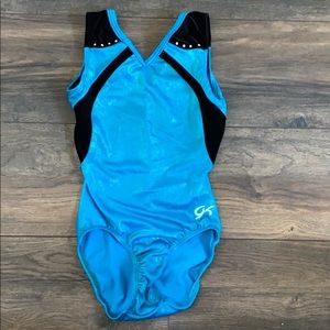 GK Turquoise Blue & Black Leotard AXS